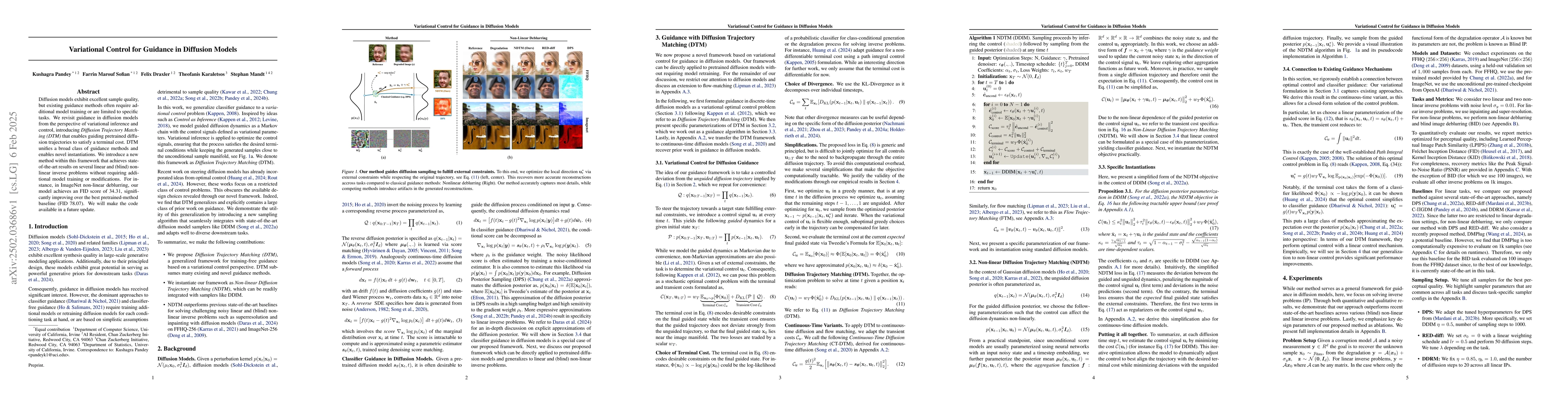 Thumbnail for Variational Control for Guidance in Diffusion Models