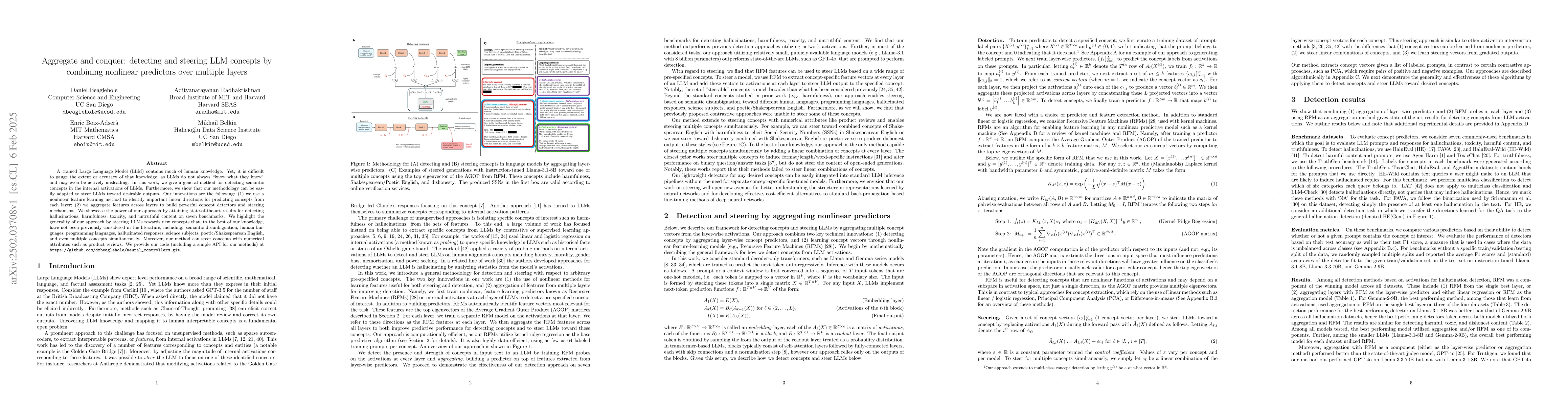 Thumbnail for Aggregate and conquer: detecting and steering LLM concepts by combining
  nonlinear predictors over multiple layers