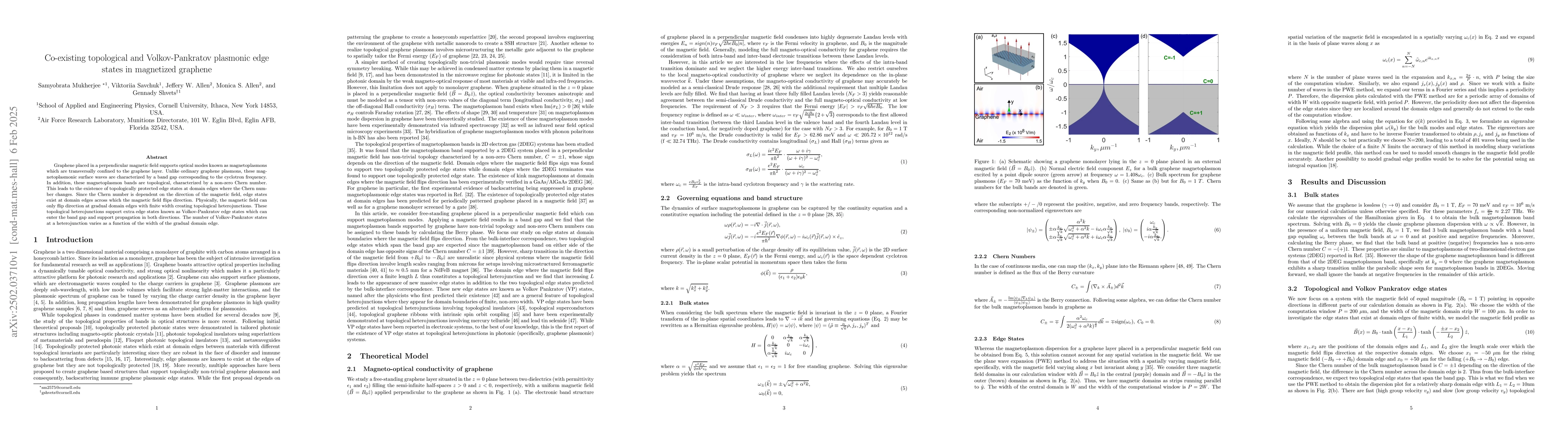 Thumbnail for Co-existing topological and Volkov-Pankratov plasmonic edge states in
  magnetized graphene
