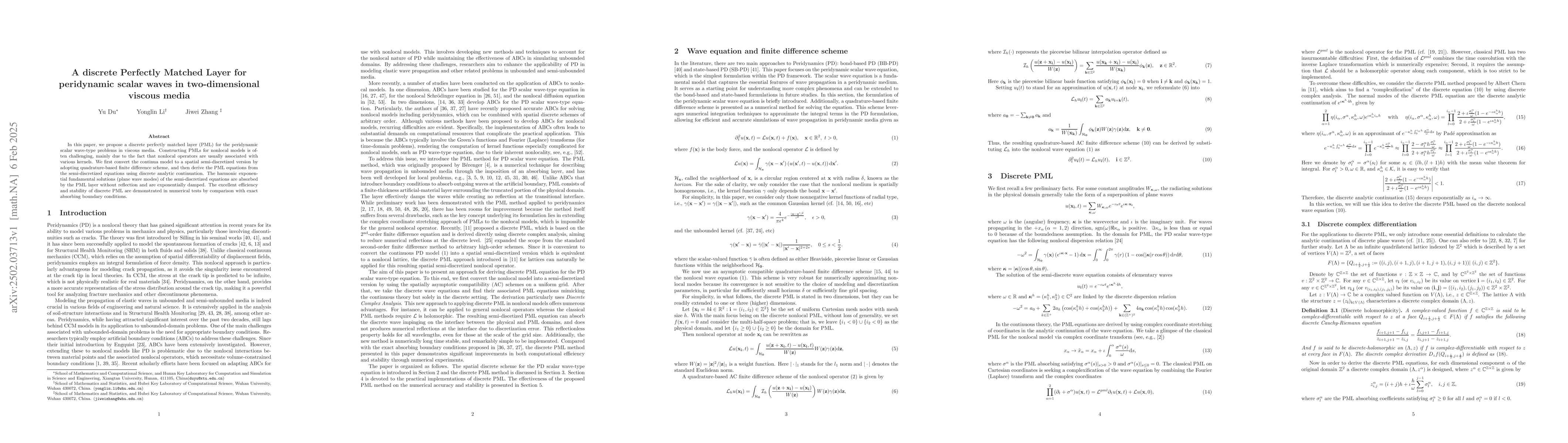 Thumbnail for A discrete Perfectly Matched Layer for peridynamic scalar waves in
  two-dimensional viscous media