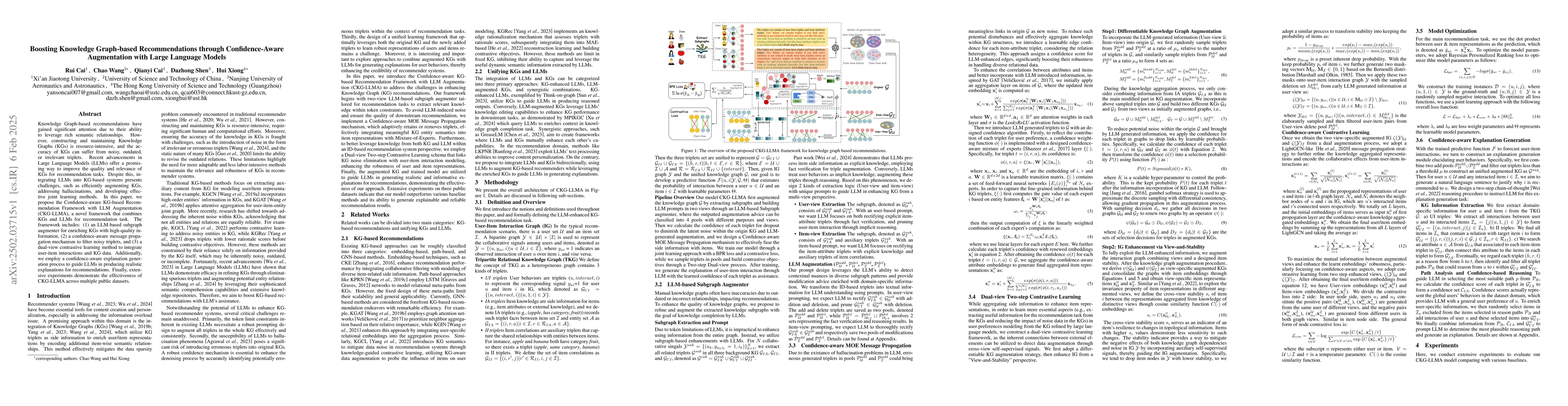 Thumbnail for Boosting Knowledge Graph-based Recommendations through Confidence-Aware
  Augmentation with Large Language Models