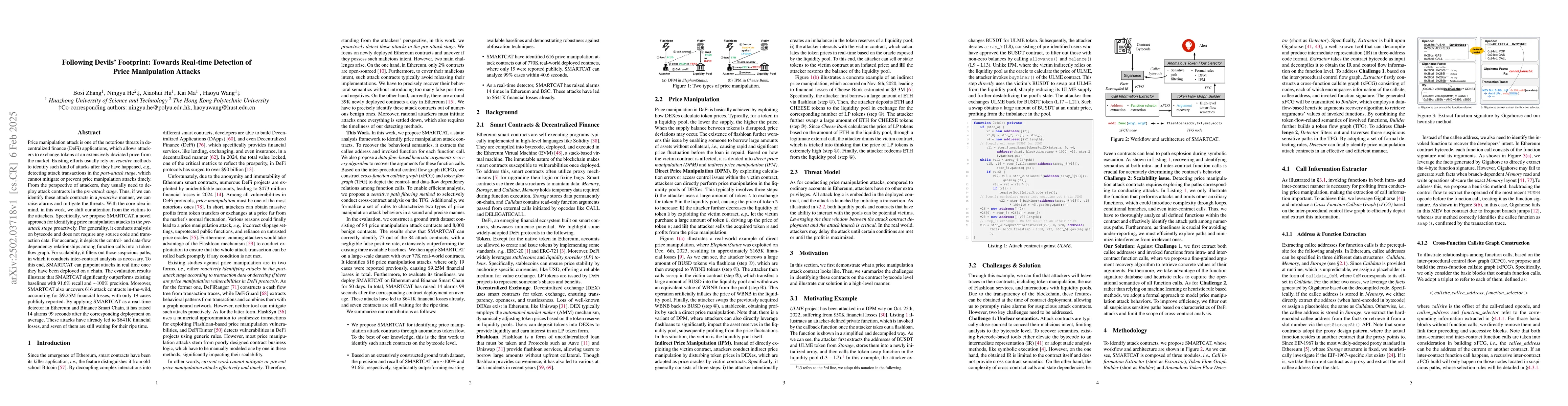 Thumbnail for Following Devils' Footprint: Towards Real-time Detection of Price
  Manipulation Attacks
