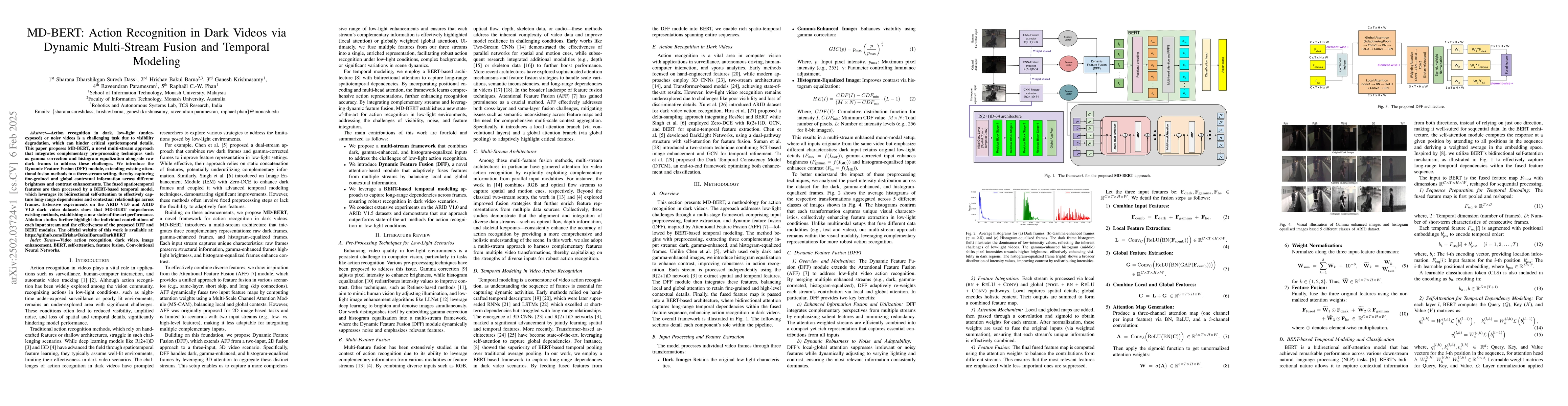 Thumbnail for MD-BERT: Action Recognition in Dark Videos via Dynamic Multi-Stream
  Fusion and Temporal Modeling