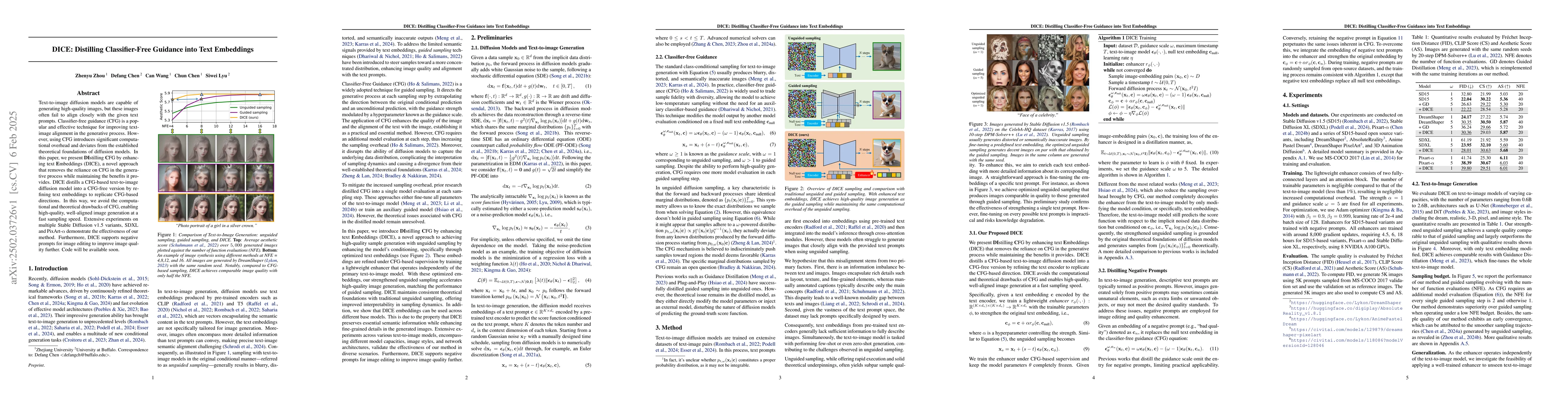 Thumbnail for DICE: Distilling Classifier-Free Guidance into Text Embeddings