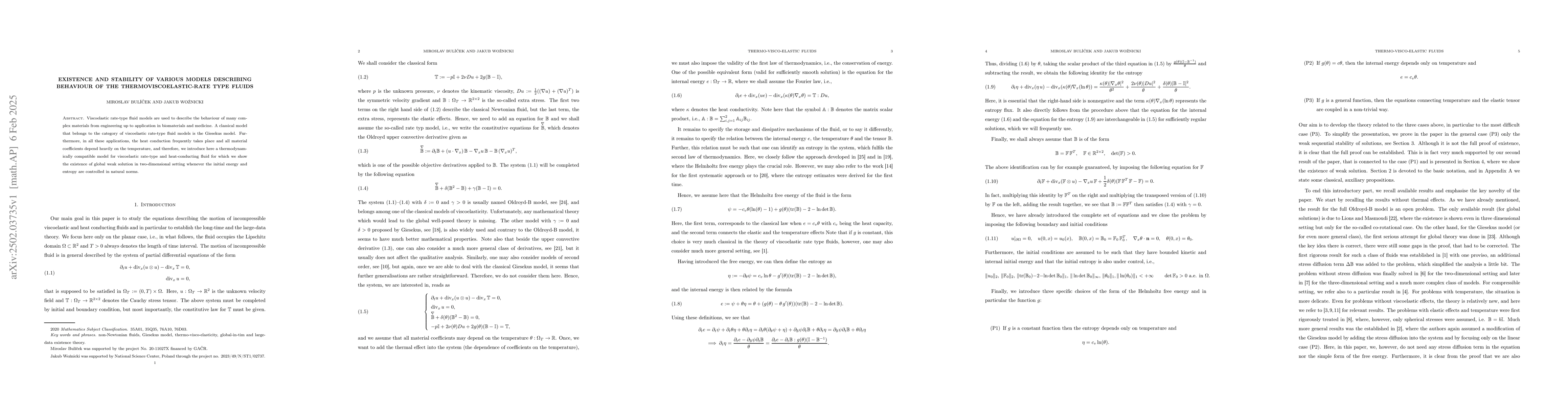 Thumbnail for Existence and stability of various models describing behaviour of the
  thermoviscoelastic-rate type fluids
