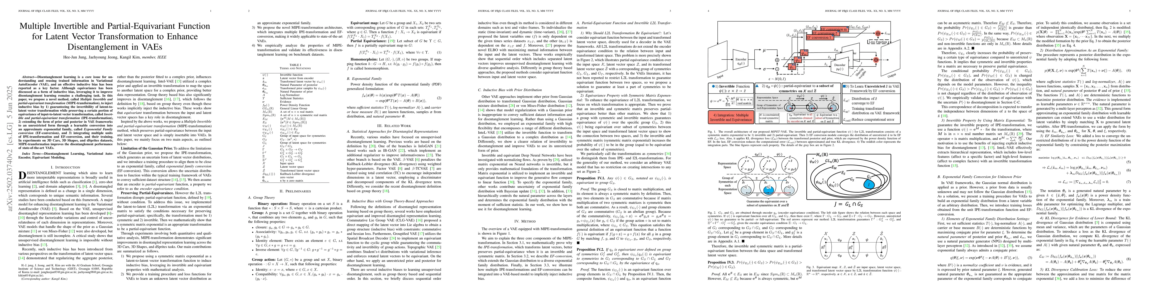 Thumbnail for Multiple Invertible and Partial-Equivariant Function for Latent Vector
  Transformation to Enhance Disentanglement in VAEs