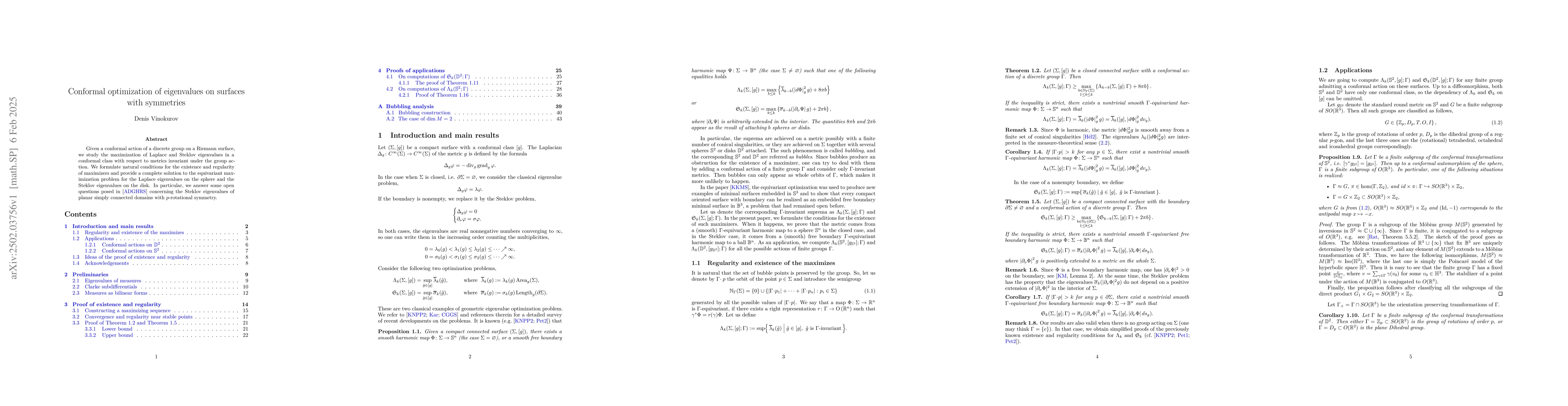 Thumbnail for Conformal optimization of eigenvalues on surfaces with symmetries