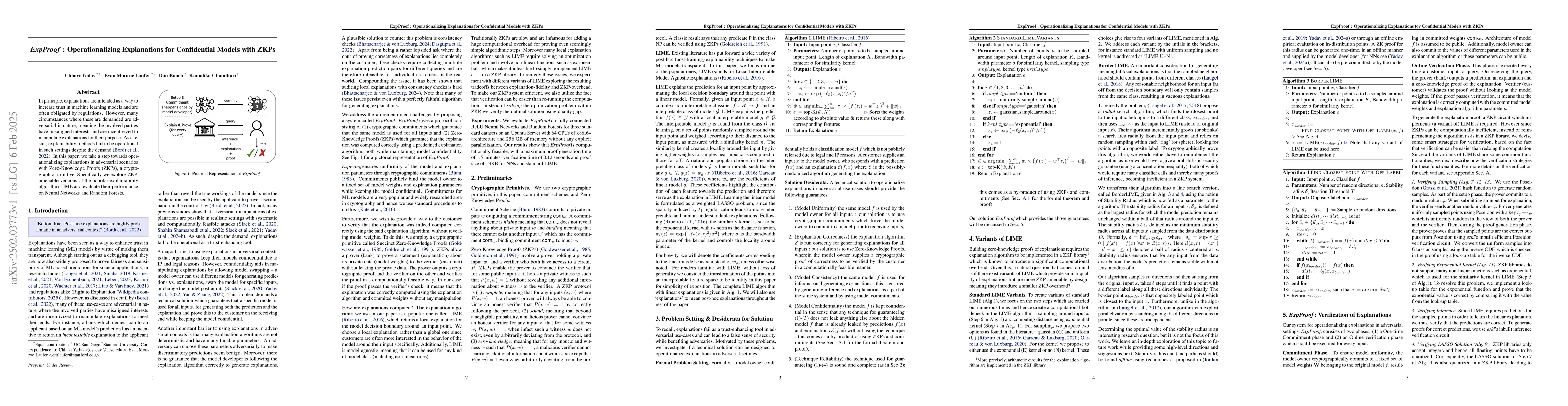Thumbnail for ExpProof : Operationalizing Explanations for Confidential Models with
  ZKPs
