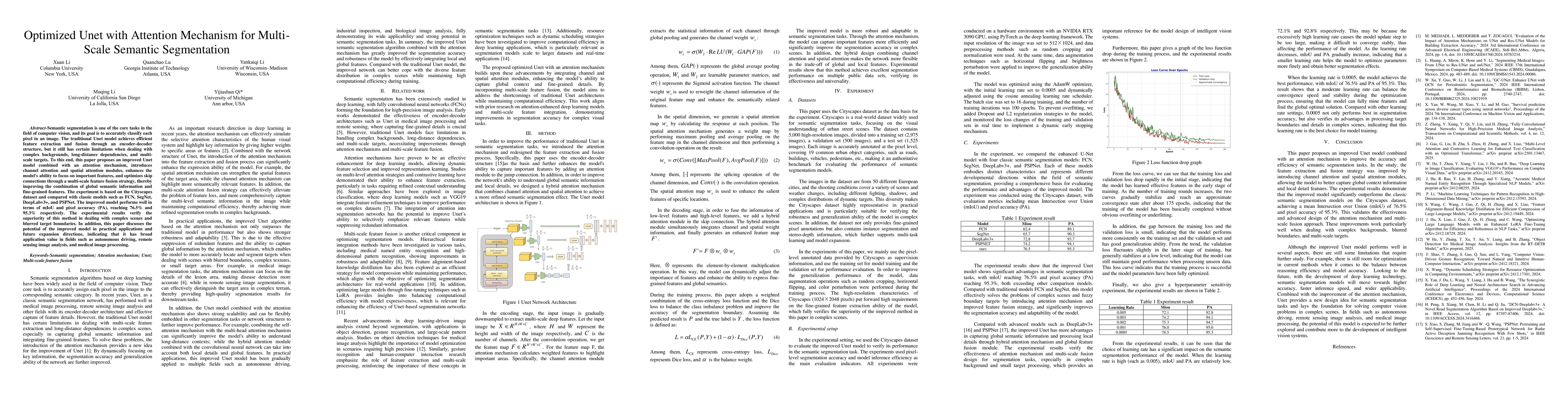 Thumbnail for Optimized Unet with Attention Mechanism for Multi-Scale Semantic
  Segmentation