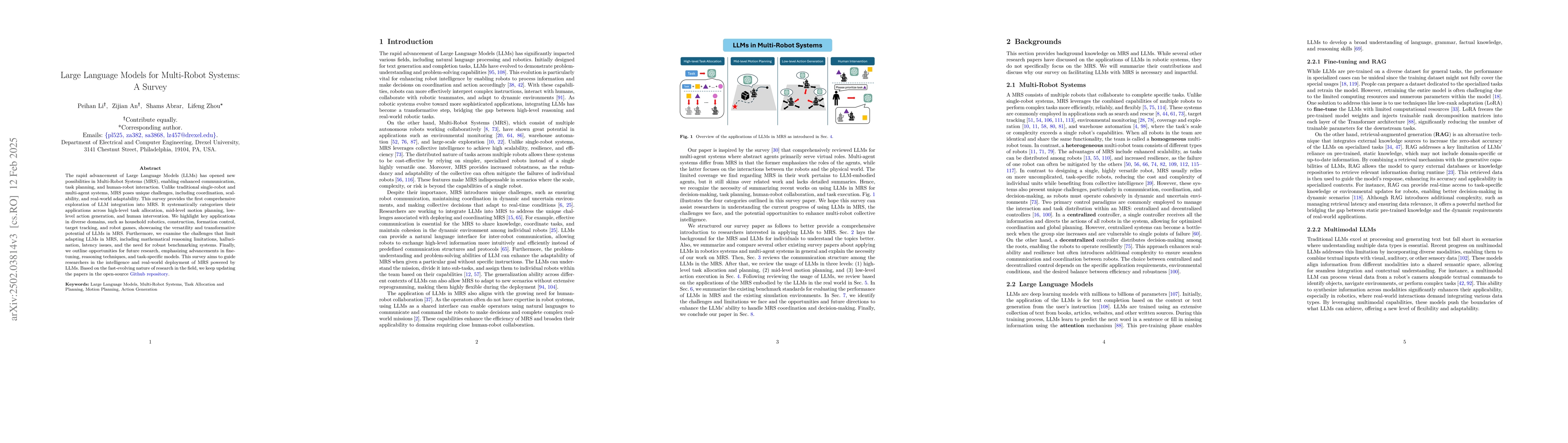 Thumbnail for Large Language Models for Multi-Robot Systems: A Survey