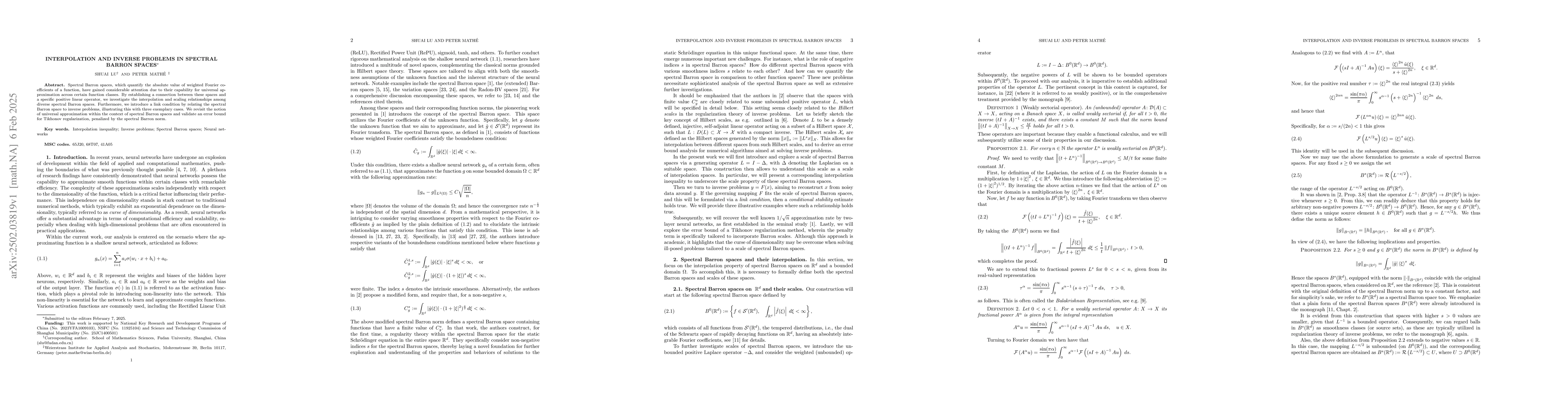 Thumbnail for Interpolation and inverse problems in spectral Barron spaces