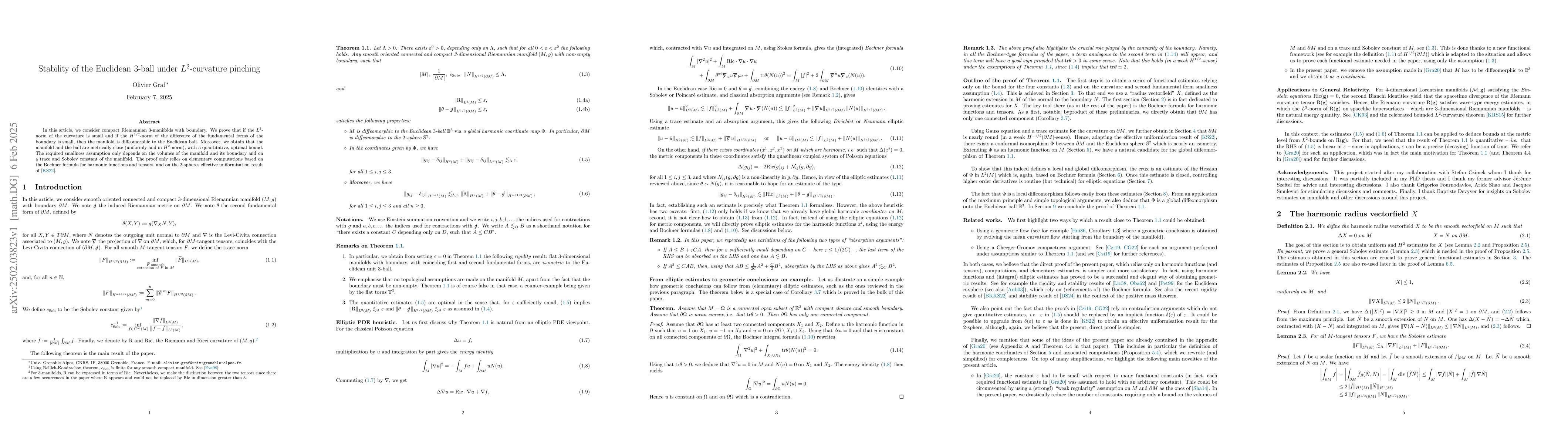 Thumbnail for Stability of the Euclidean 3-ball under L2-curvature pinching