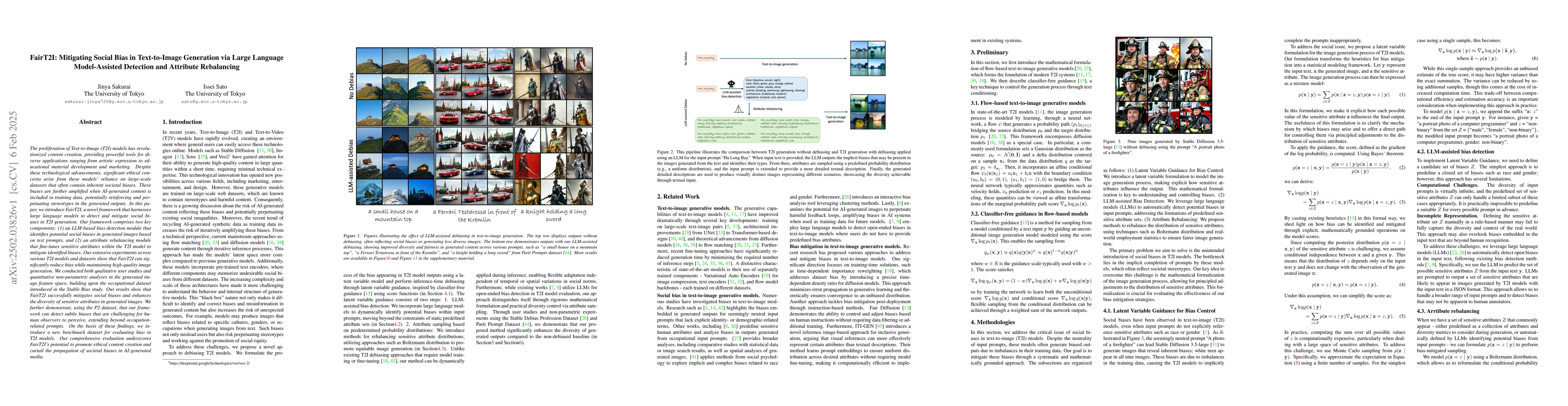 Thumbnail for FairT2I: Mitigating Social Bias in Text-to-Image Generation via Large
  Language Model-Assisted Detection and Attribute Rebalancing