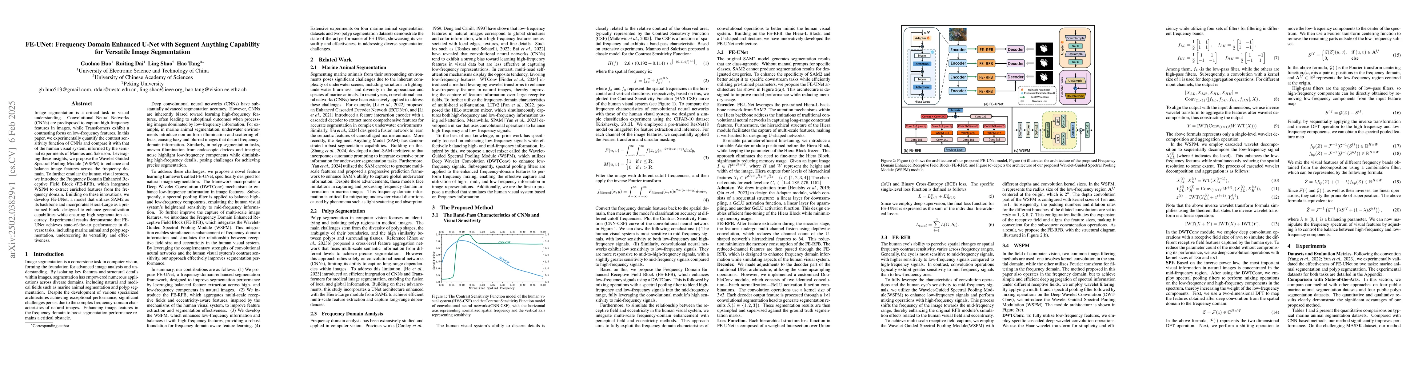 Thumbnail for FE-UNet: Frequency Domain Enhanced U-Net with Segment Anything
  Capability for Versatile Image Segmentation