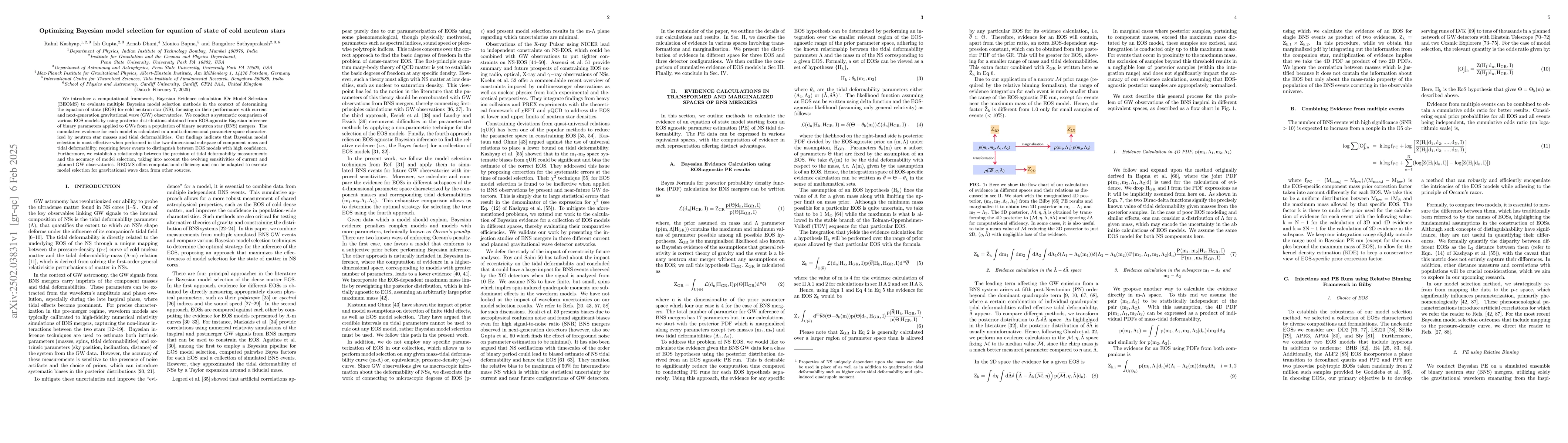 Thumbnail for Optimizing Bayesian model selection for equation of state of cold
  neutron stars