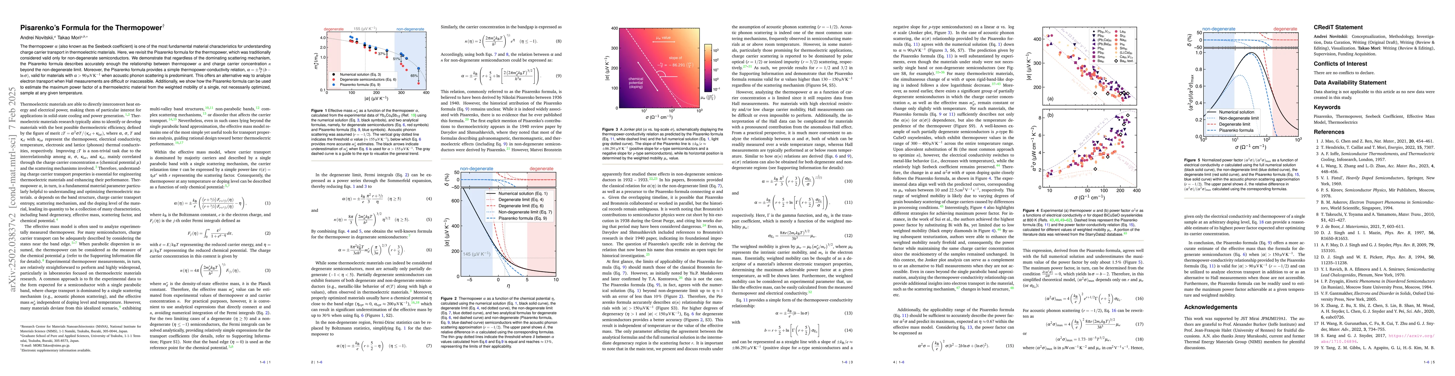 Thumbnail for Pisarenko's Formula for the Thermopower