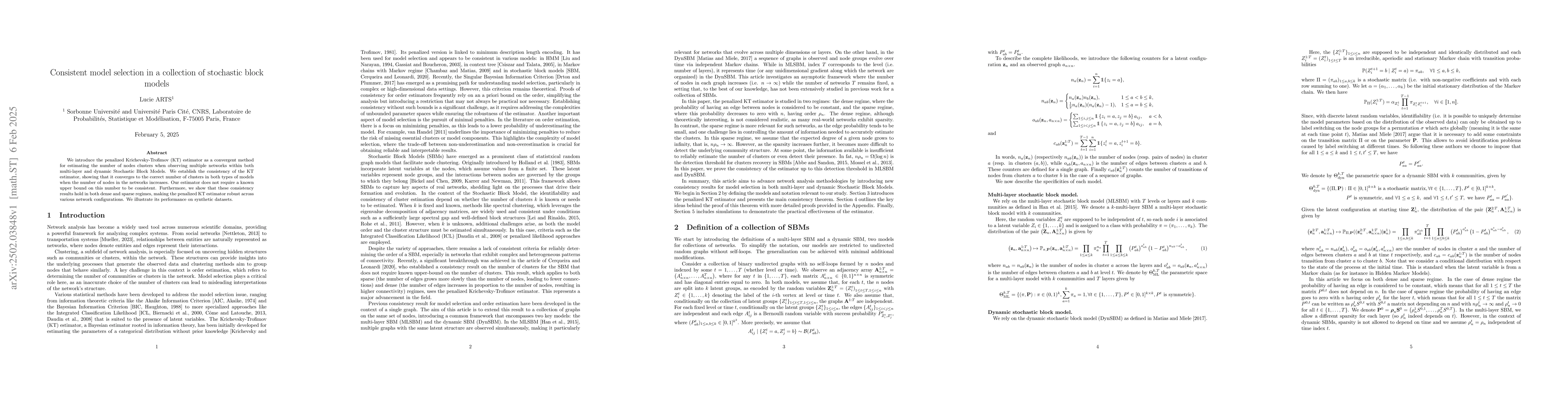 Thumbnail for Consistent model selection in a collection of stochastic block models