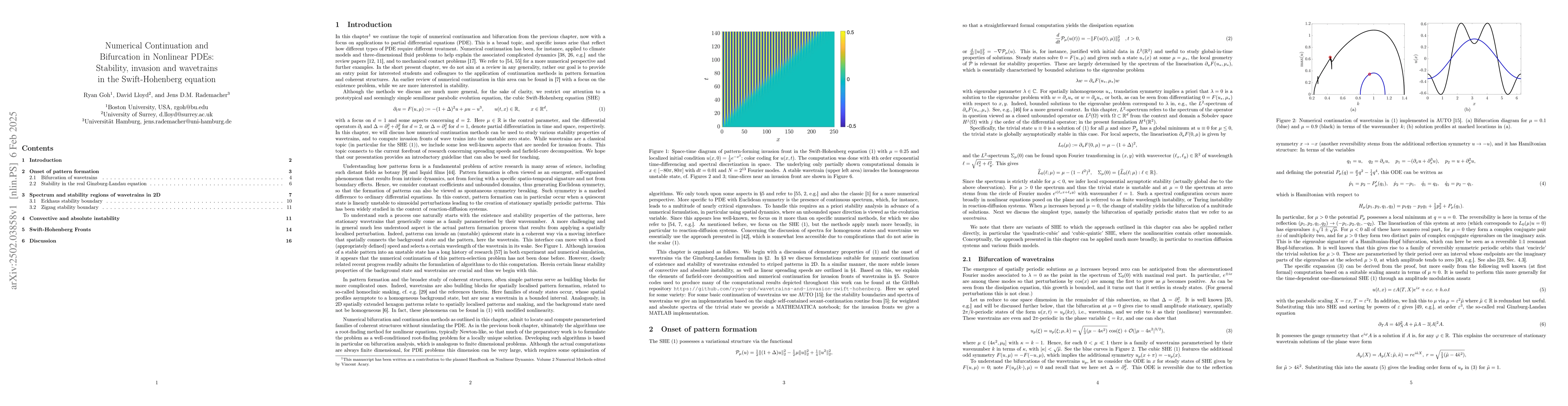 Thumbnail for Numerical Continuation and Bifurcation in Nonlinear PDEs: Stability,
  invasion and wavetrains in the Swift-Hohenberg equation