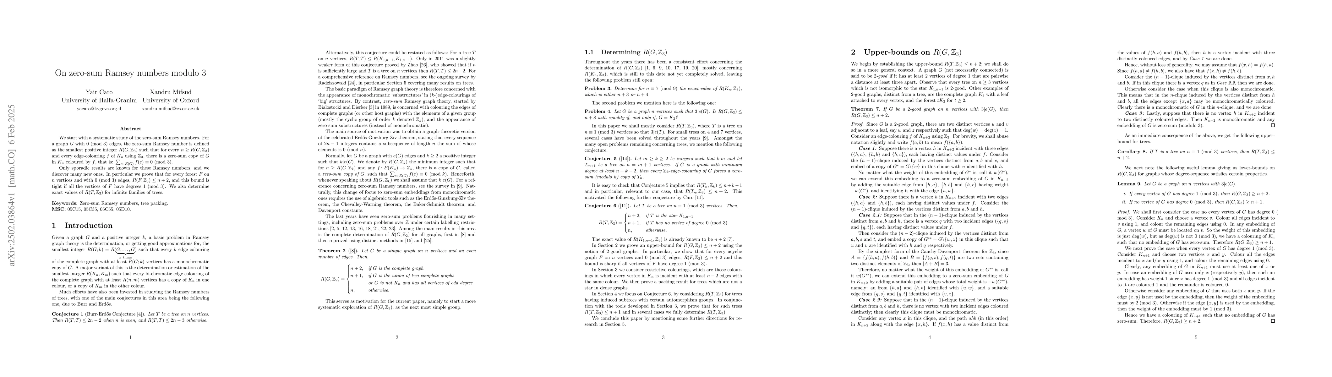Thumbnail for On zero-sum Ramsey numbers modulo 3