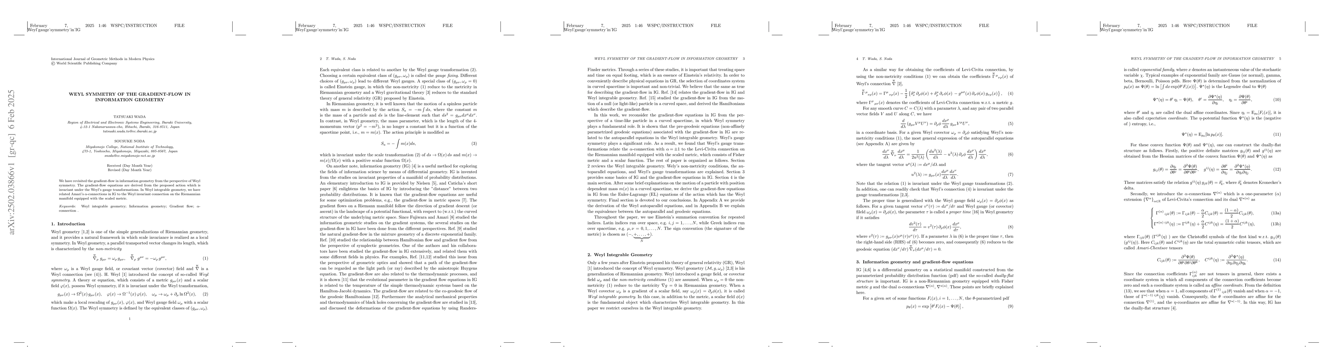 Thumbnail for Weyl symmetry of the gradient-flow in information geometry