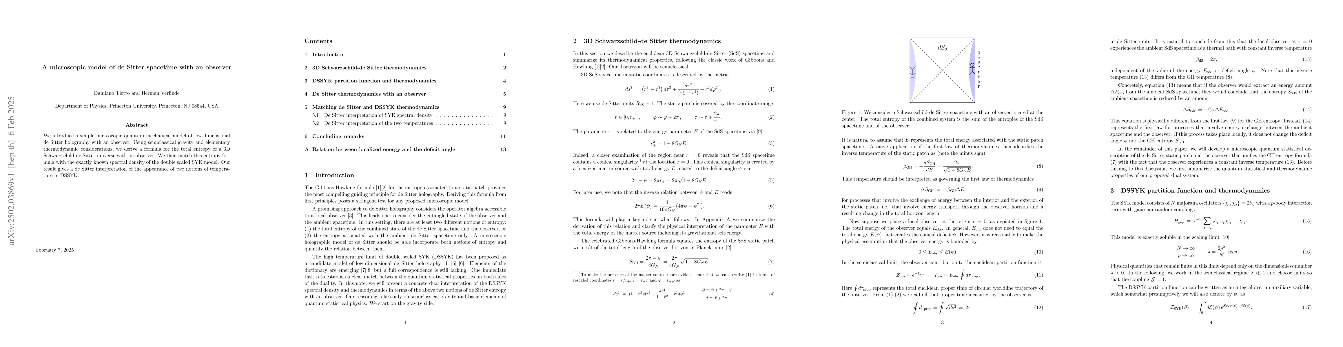 Thumbnail for A microscopic model of de Sitter spacetime with an observer