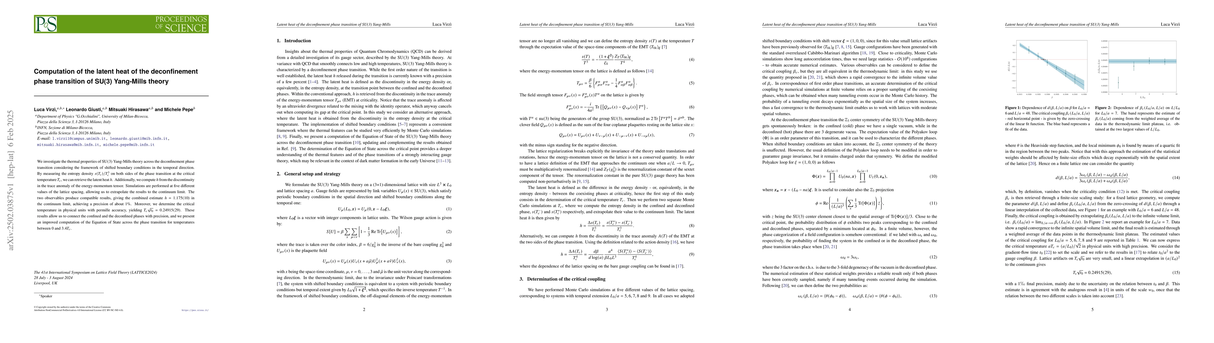 Thumbnail for Computation of the latent heat of the deconfinement phase transition of
  SU(3) Yang-Mills theory