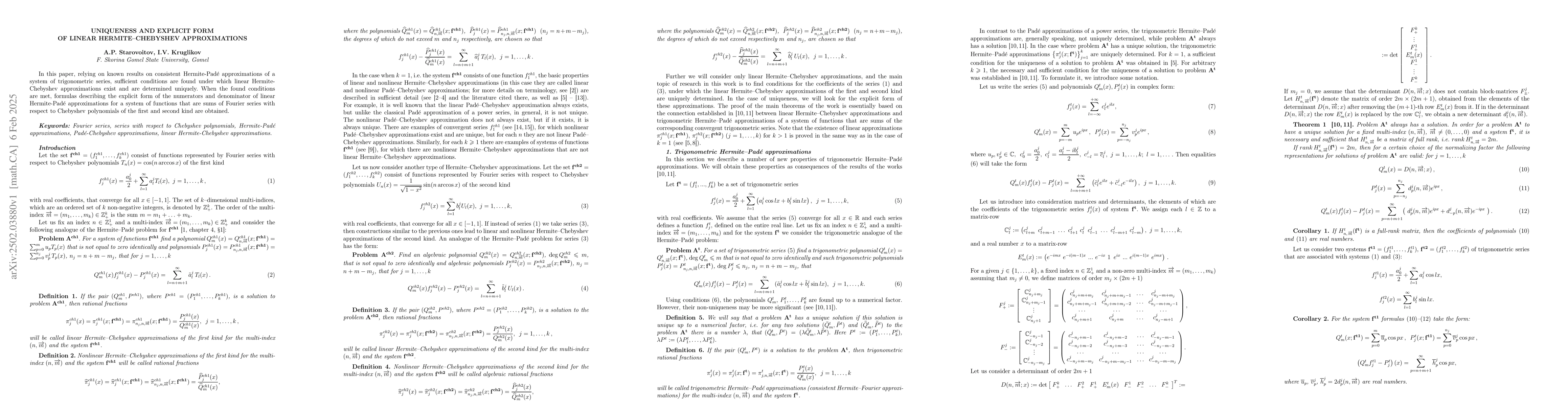 Thumbnail for Uniqueness and explicit form of linear Hermite--Chebyshev approximations