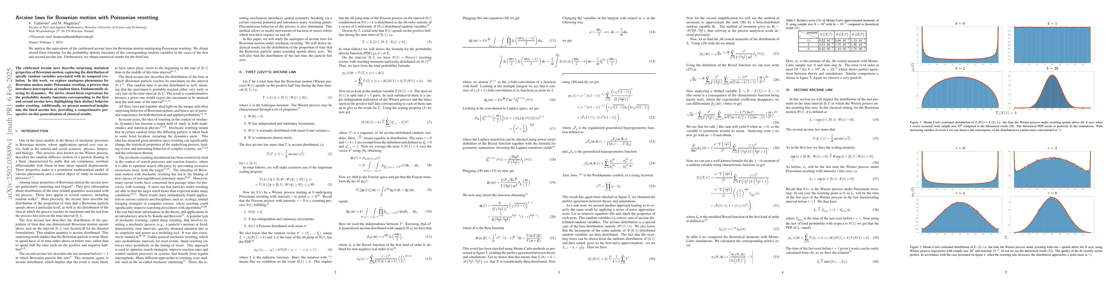Thumbnail for Arcsine laws for Brownian motion with Poissonian resetting
