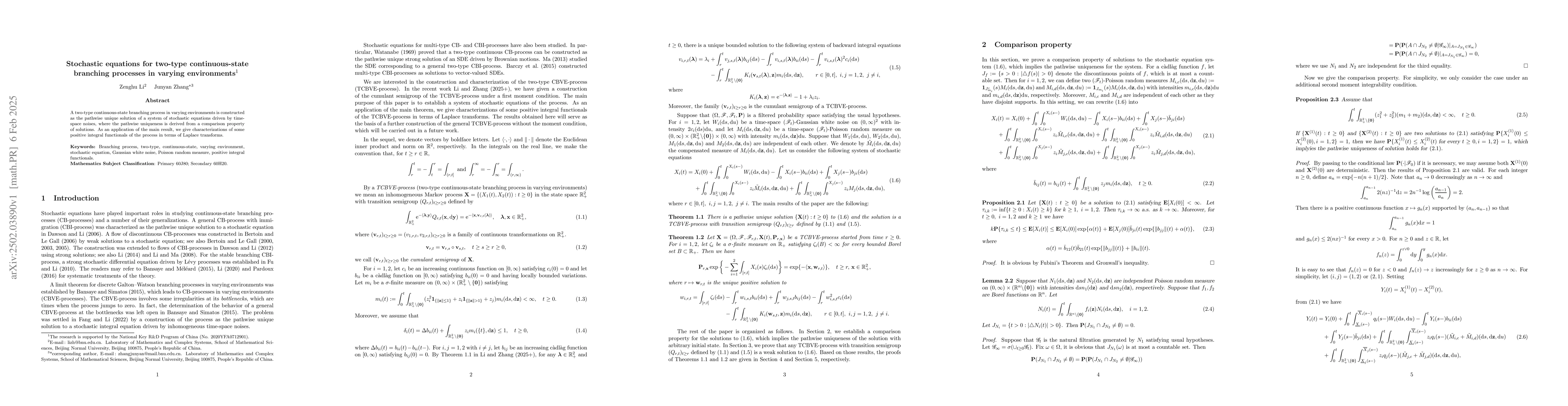 Thumbnail for Stochastic equations for two-type continuous-state branching processes
  in varying environments