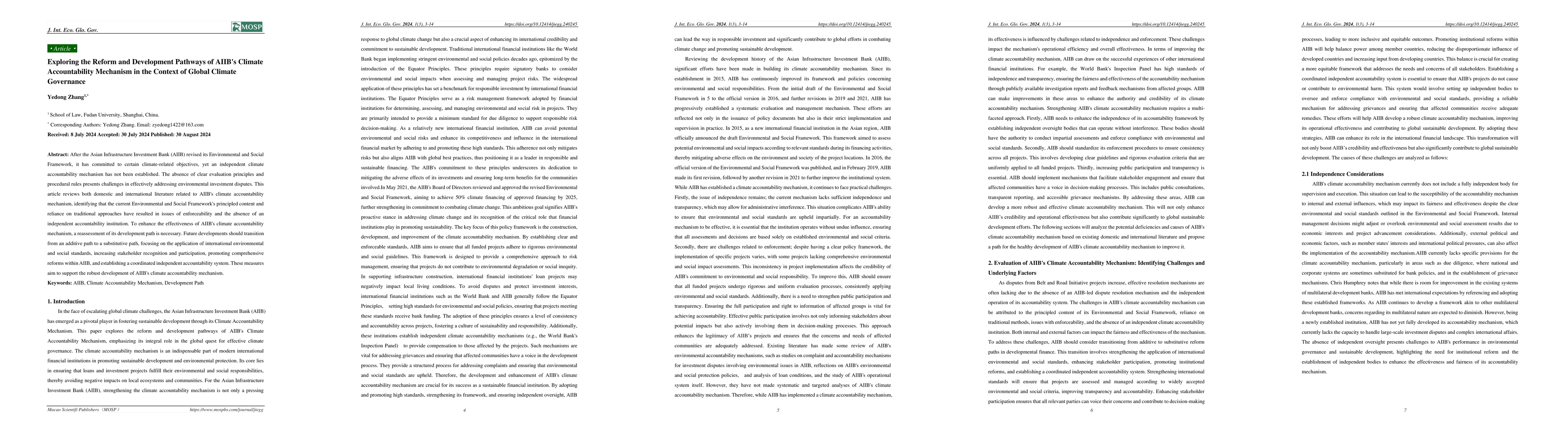 Thumbnail for Exploring the Reform and Development Pathways of AIIB's Climate
  Accountability Mechanism in the Context of Global Climate Governance