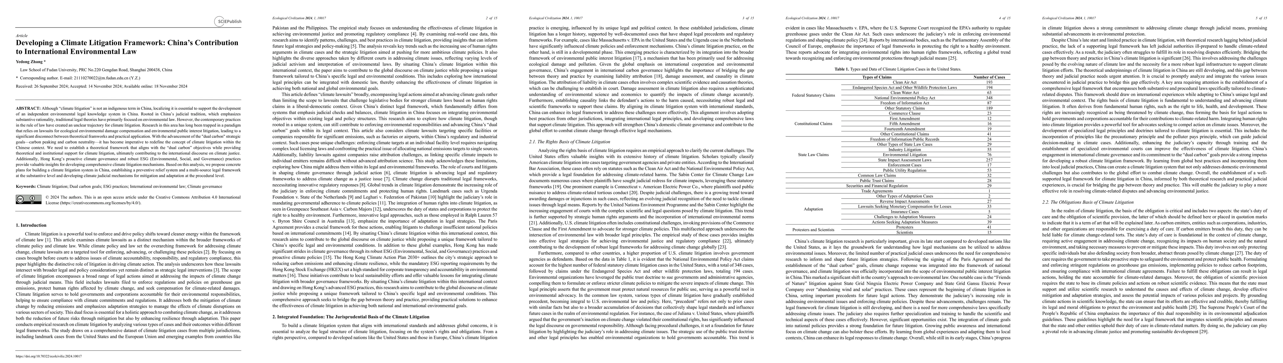 Thumbnail for Developing a Climate Litigation Framework: China's Contribution to
  International Environmental Law
