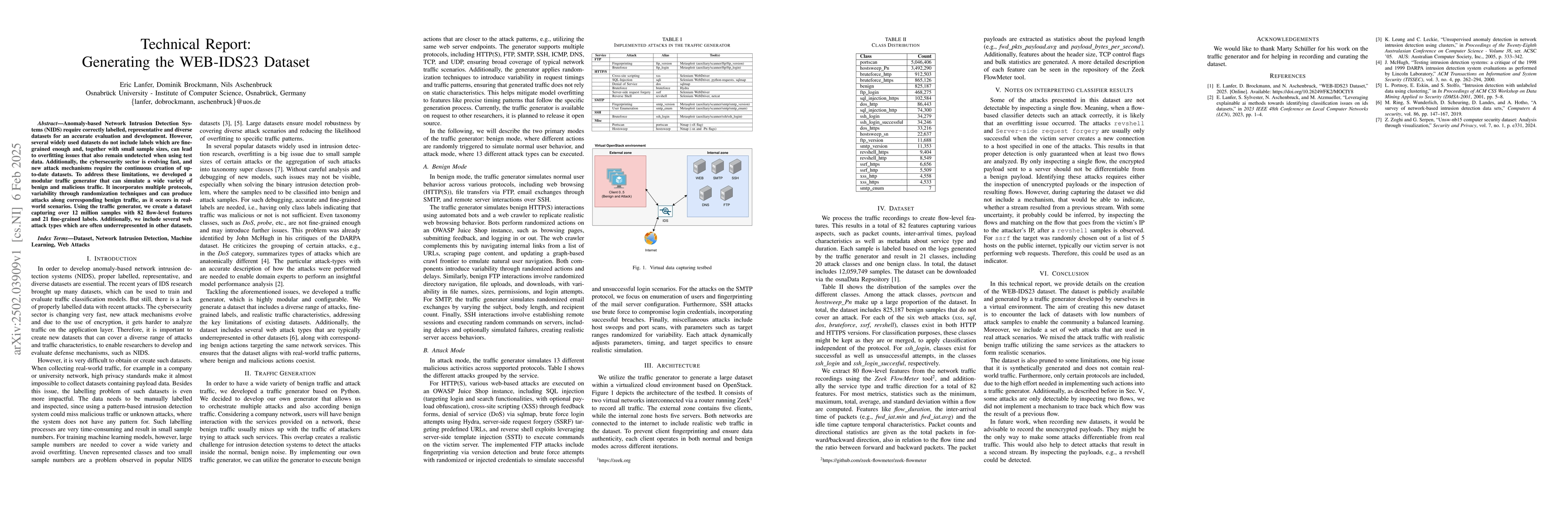 Thumbnail for Technical Report: Generating the WEB-IDS23 Dataset