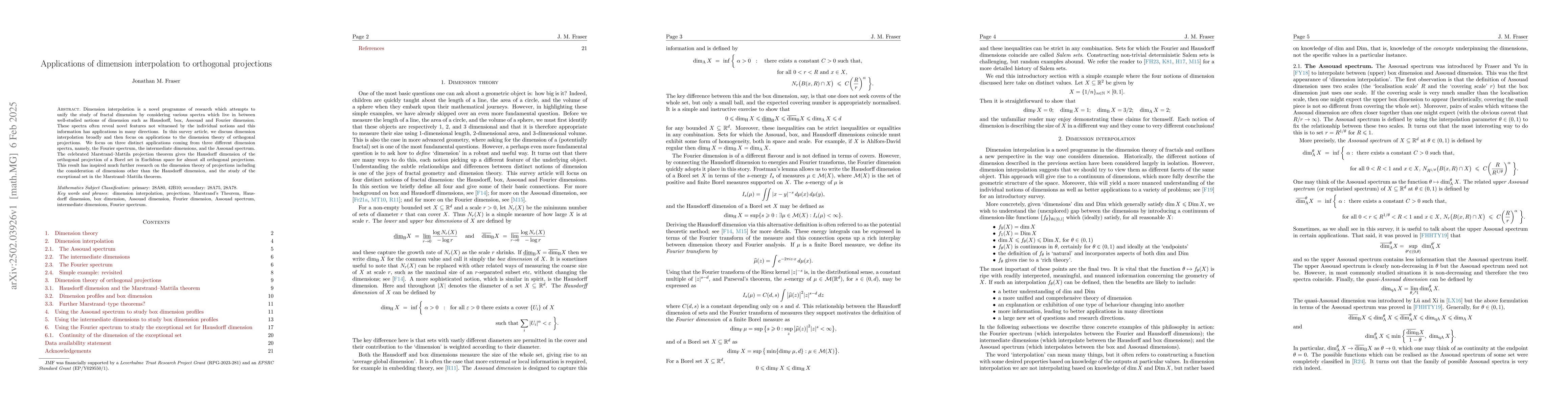 Thumbnail for Applications of dimension interpolation to orthogonal projections