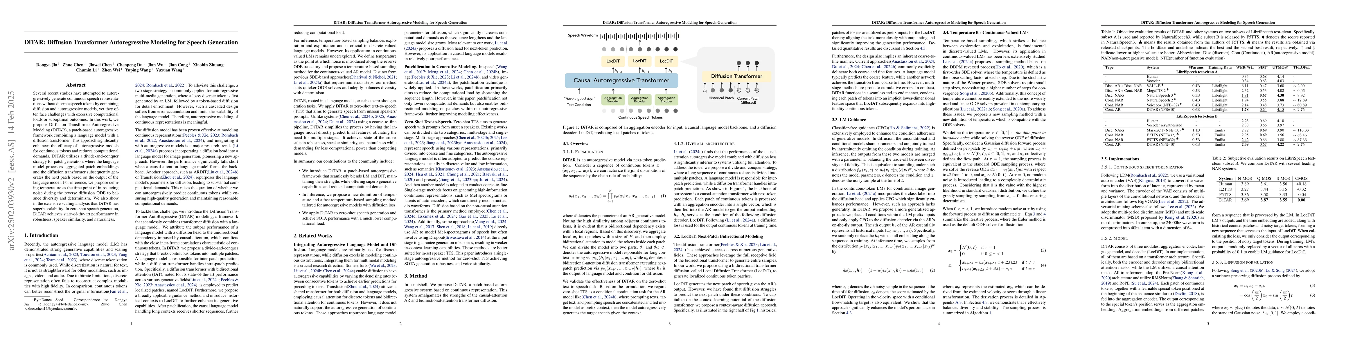 Thumbnail for DiTAR: Diffusion Transformer Autoregressive Modeling for Speech
  Generation