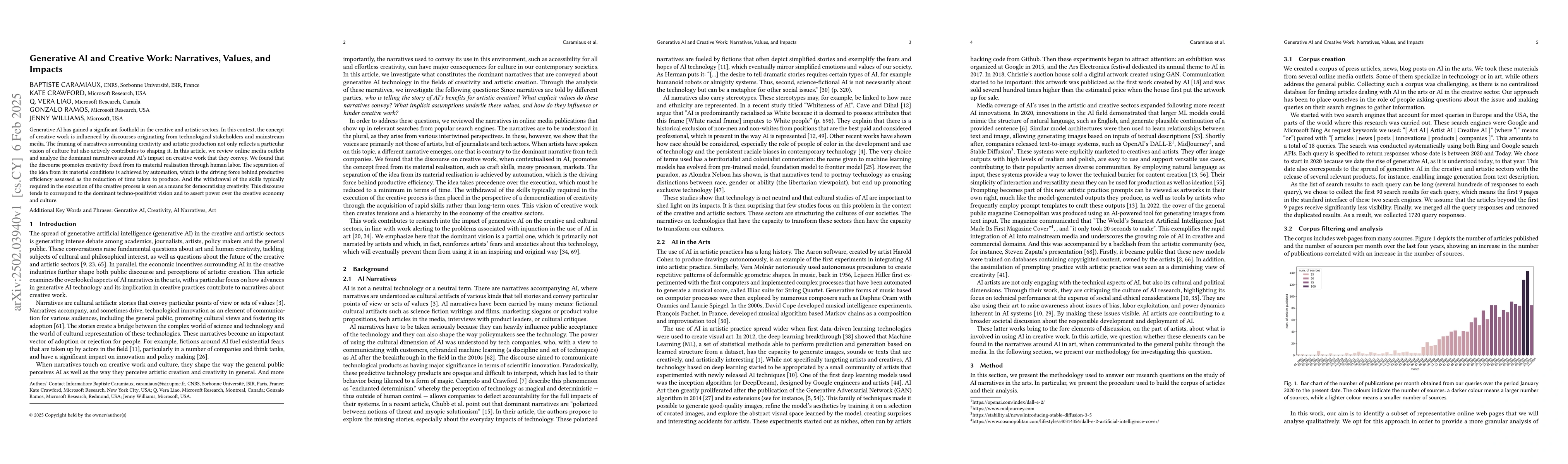 Thumbnail for Generative AI and Creative Work: Narratives, Values, and Impacts