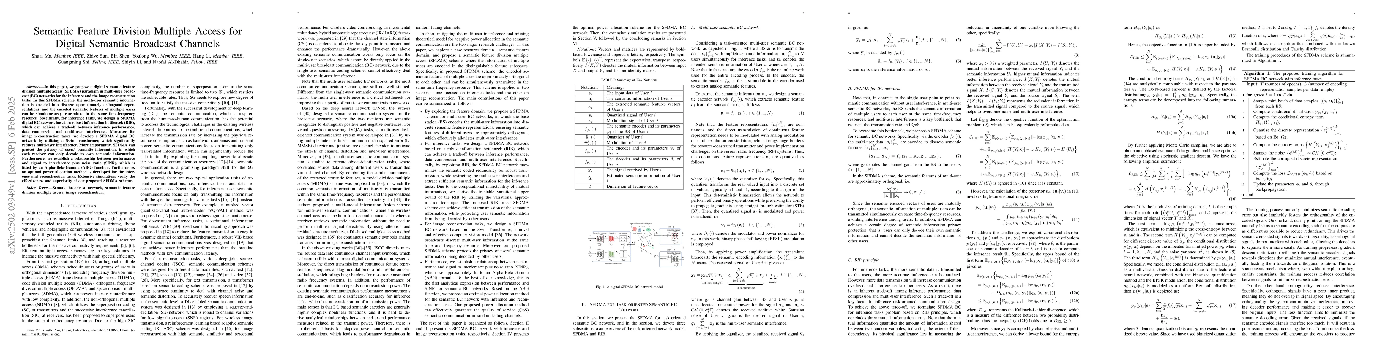 Thumbnail for Semantic Feature Division Multiple Access for Digital Semantic Broadcast
  Channels