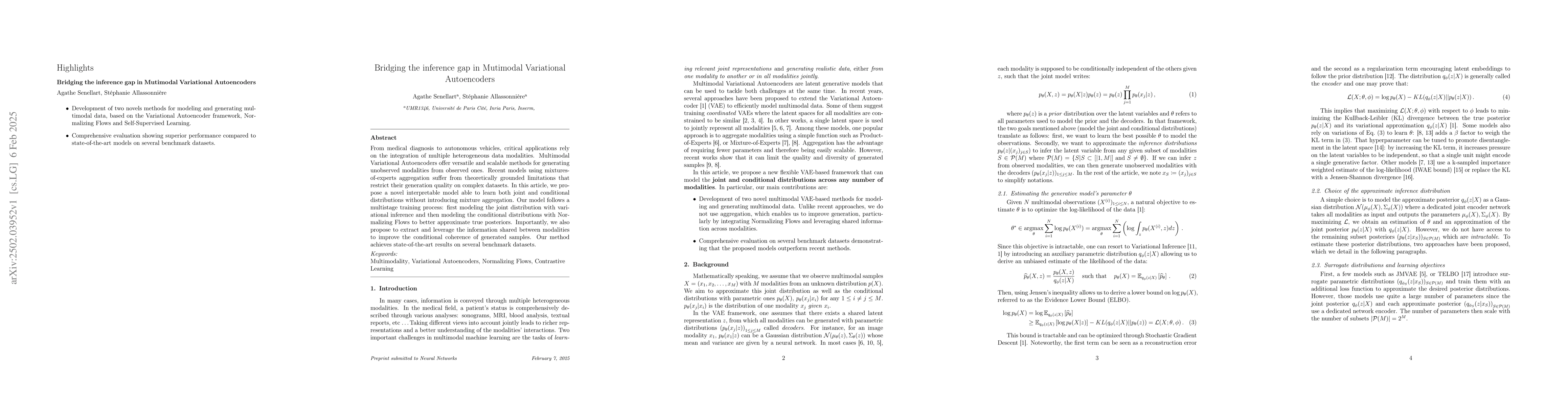 Thumbnail for Bridging the inference gap in Mutimodal Variational Autoencoders