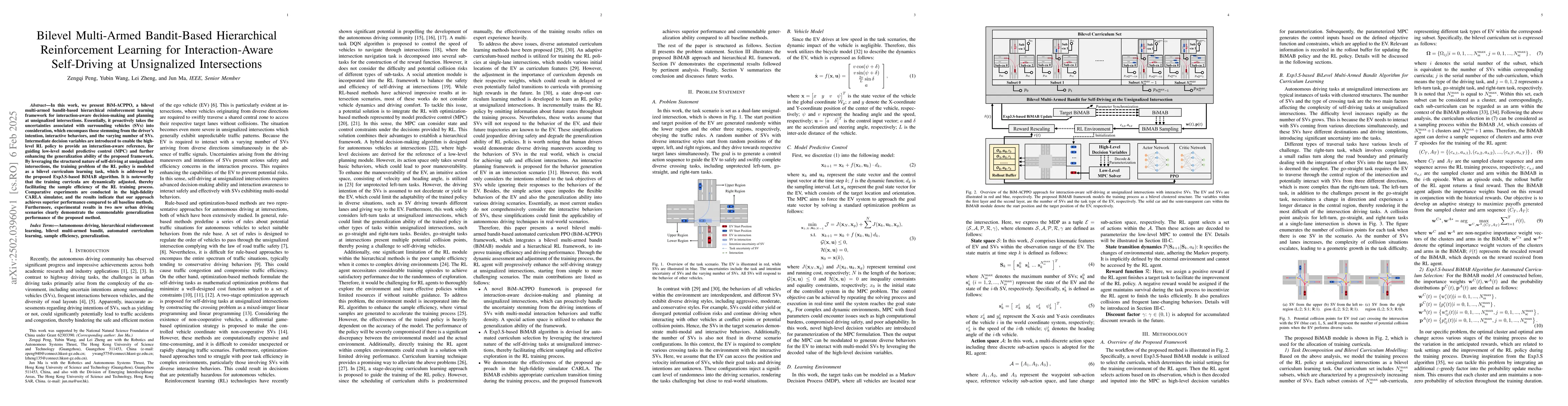 Thumbnail for Bilevel Multi-Armed Bandit-Based Hierarchical Reinforcement Learning for
  Interaction-Aware Self-Driving at Unsignalized Intersections