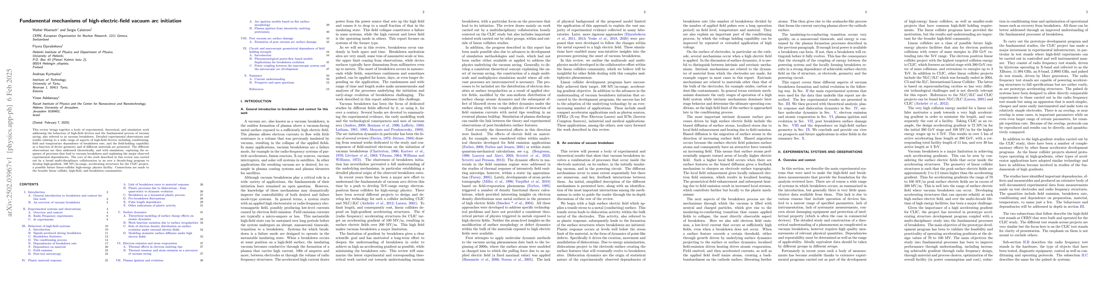 Thumbnail for Fundamental mechanisms of high-electric-field vacuum arc initiation