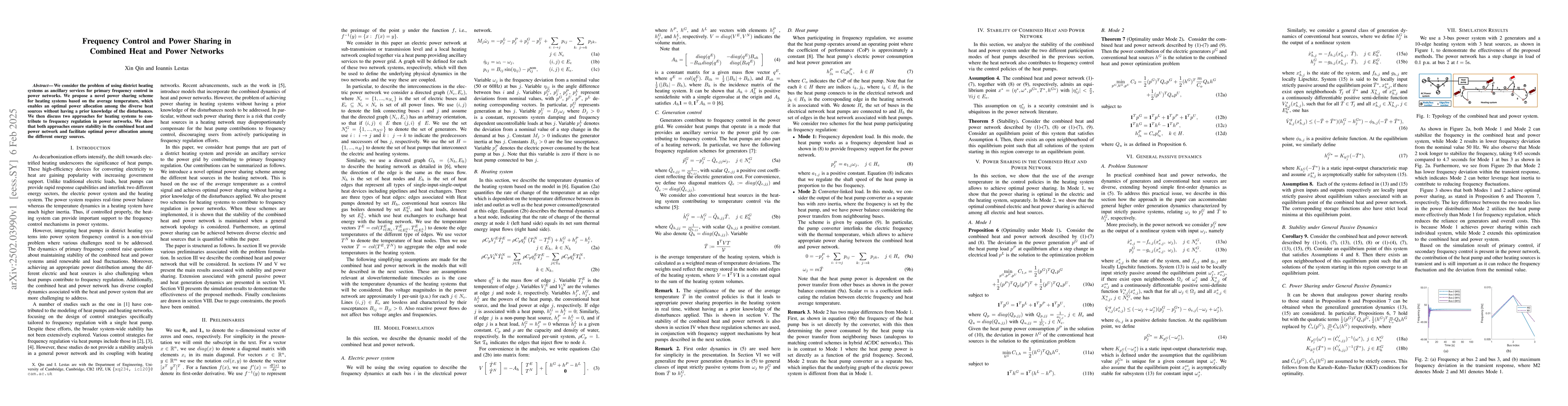 Thumbnail for Frequency Control and Power Sharing in Combined Heat and Power Networks