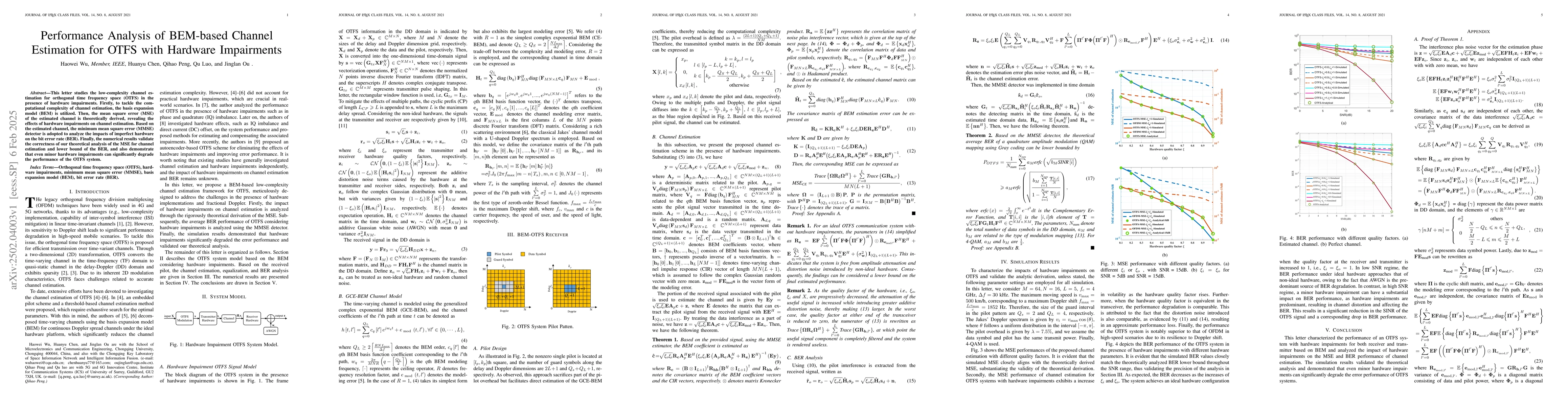 Thumbnail for Performance Analysis of BEM-based Channel Estimation for OTFS with
  Hardware Impairments