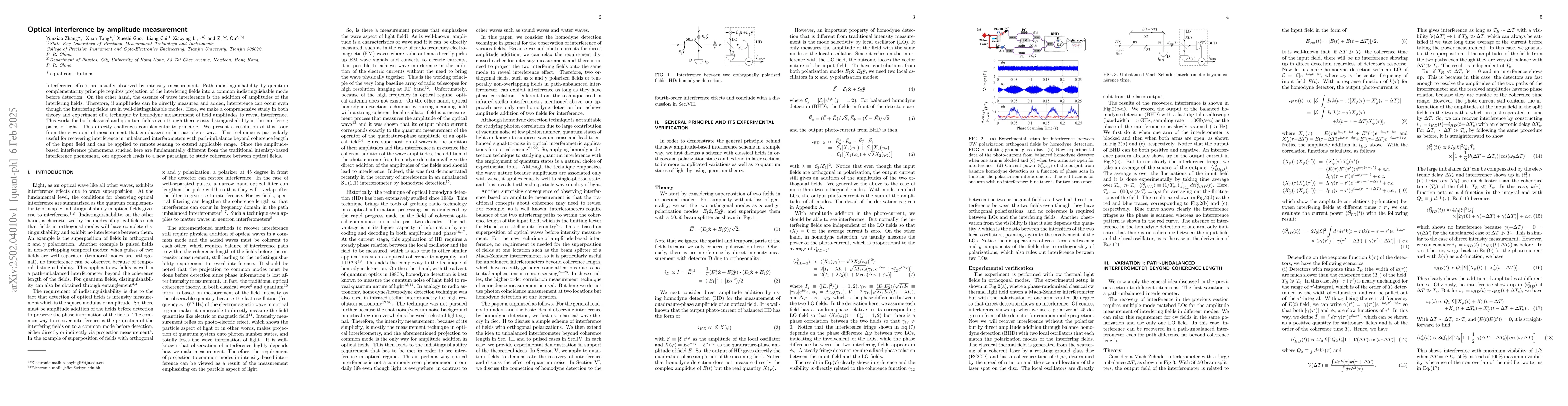 Thumbnail for Optical interference by amplitude measurement