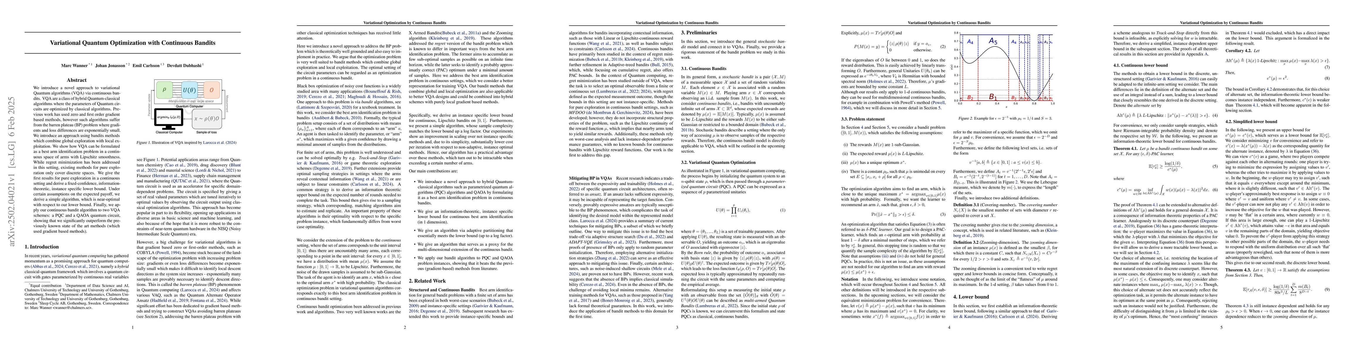 Thumbnail for Variational Quantum Optimization with Continuous Bandits