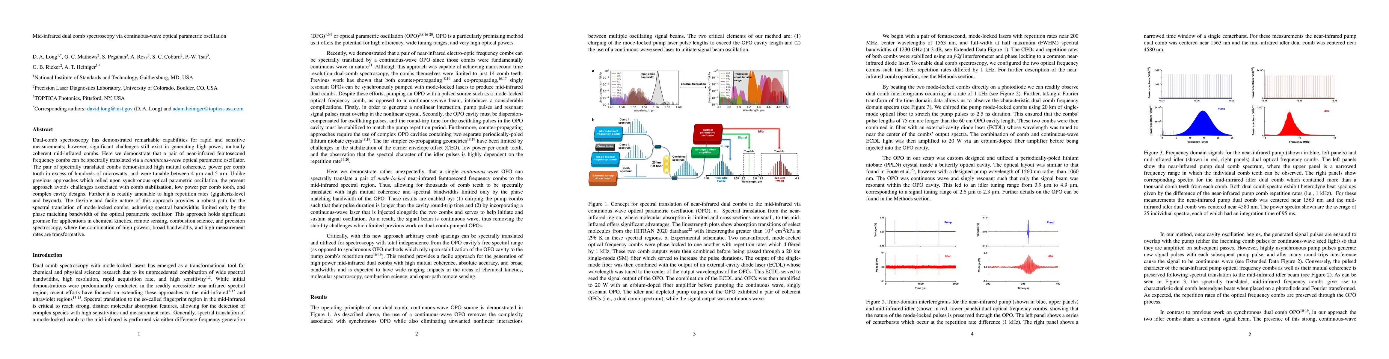 Thumbnail for Mid-infrared dual comb spectroscopy via continuous-wave optical
  parametric oscillation