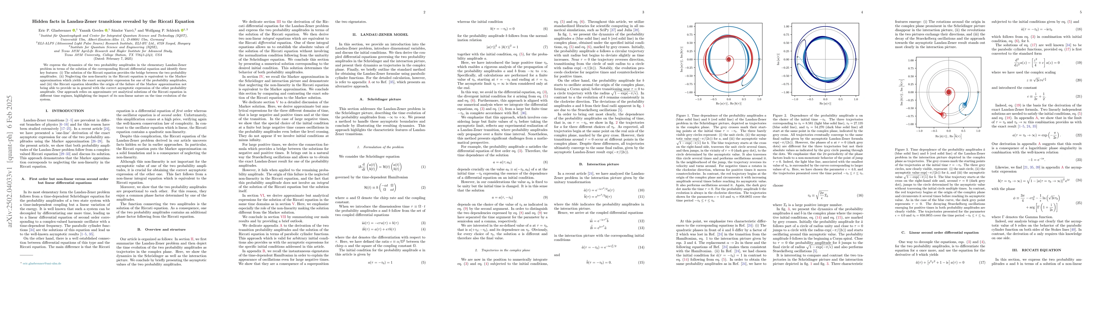 Thumbnail for Hidden facts in Landau-Zener transitions revealed by the Riccati
  Equation