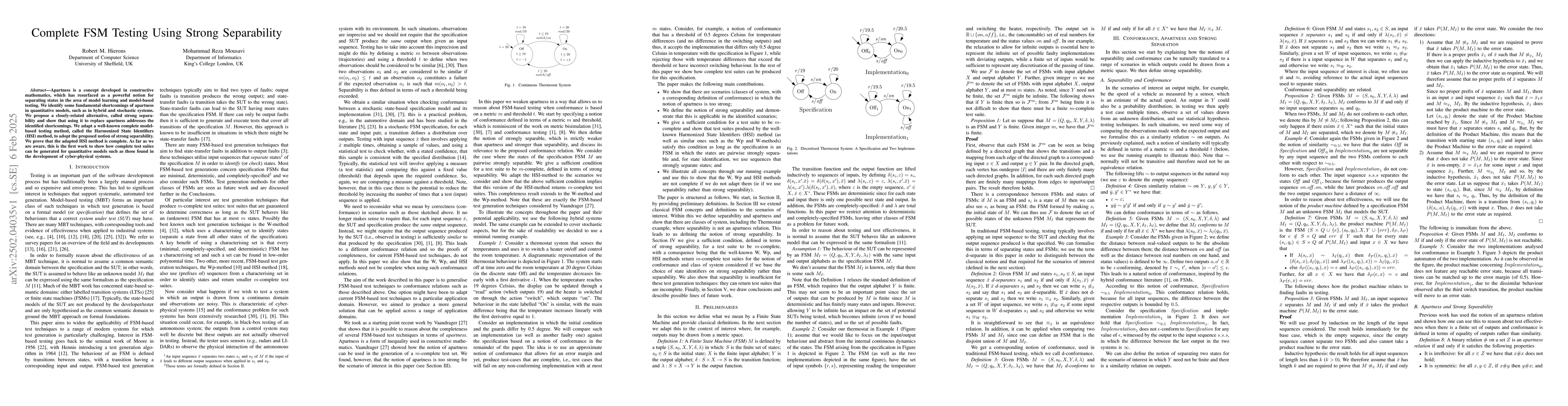 Thumbnail for Complete FSM Testing Using Strong Separability