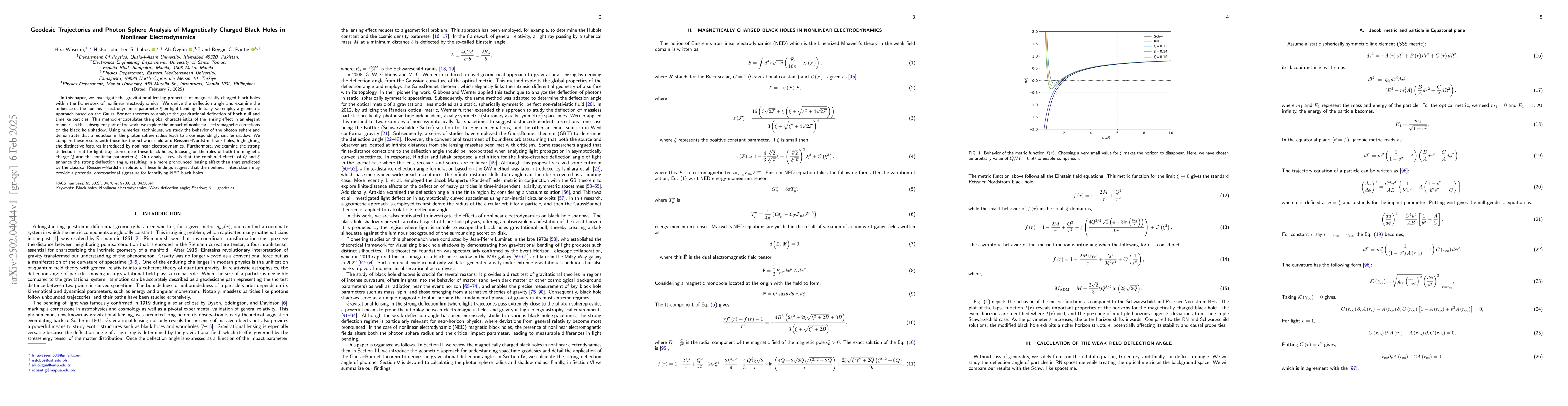 Thumbnail for Geodesic Trajectories and Photon Sphere Analysis of Magnetically Charged
  Black Holes in Nonlinear Electrodynamics