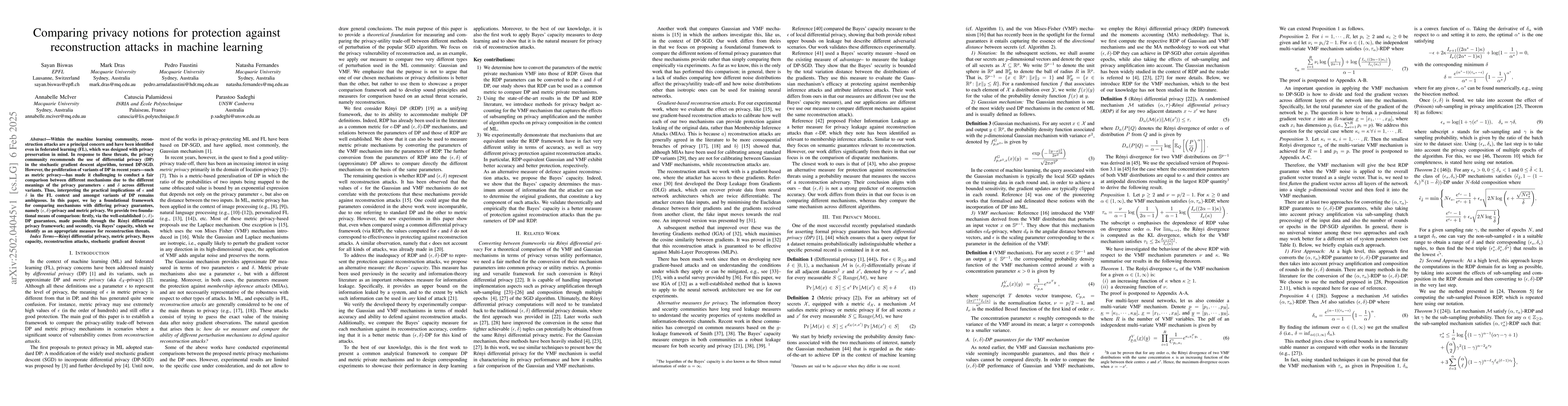 Thumbnail for Comparing privacy notions for protection against reconstruction attacks
  in machine learning