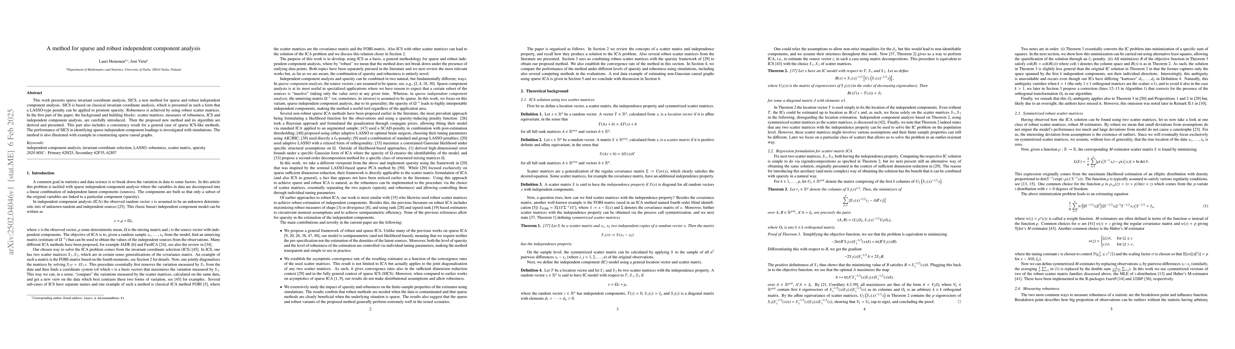 Thumbnail for A method for sparse and robust independent component analysis