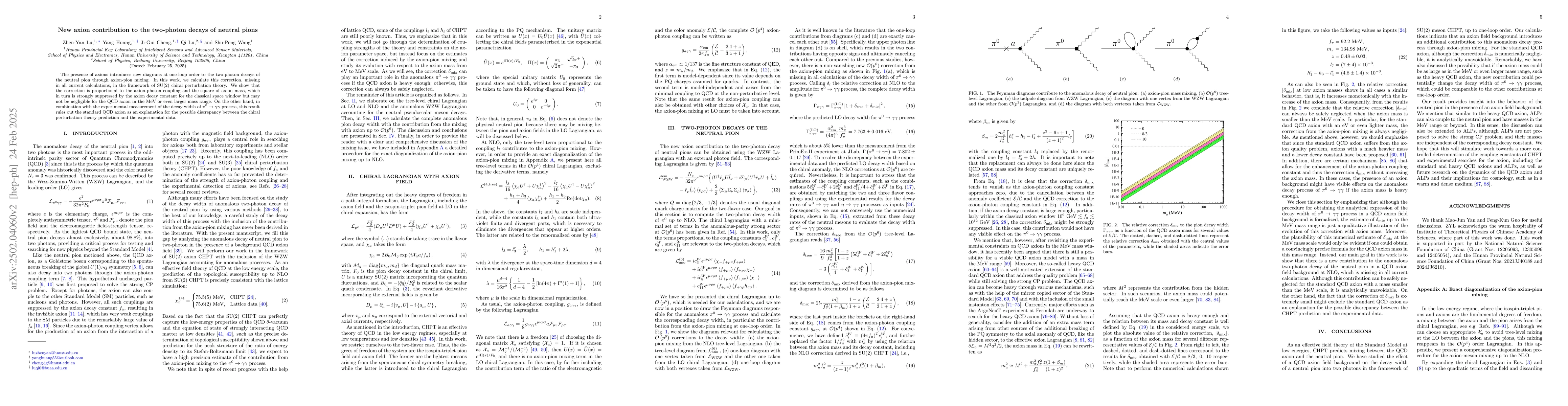 Thumbnail for New axion contribution to the two-photon decays of neutral pions